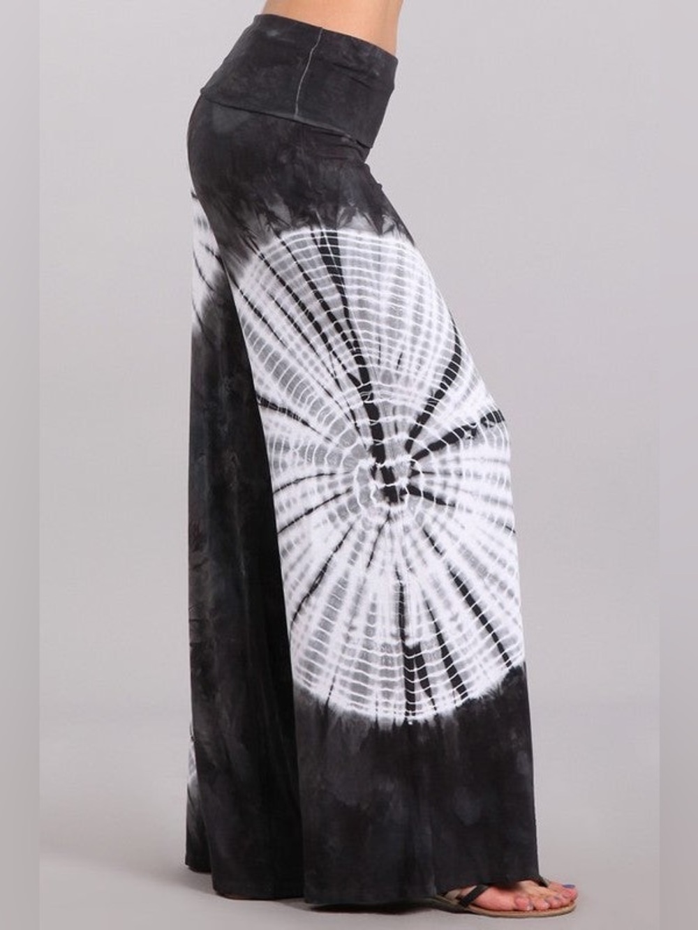Chatoyant Charcoal Grey Tie Dye Free Spirited Bohemian Wide Leg Palazzo Pants